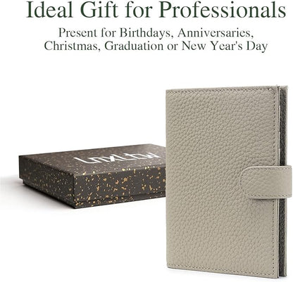 Passport Wallet for Women – Slim RFID Blocking Passport Cover with 1 Passport Slot & 3 Card Slots, Coin Pocket & SIM Slot – Genuine Leather Travel Organizer Elephant Gray