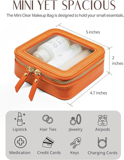 Popvibe Clear Makeup Bag Travel Cosmetic Case Transparent Toiletry Bag with Zipper, Portable Make Up Organizer Traveling Compact Car Bag for Essentials