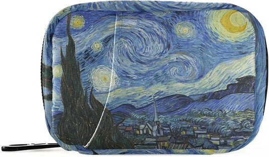 Pill Organizer Box Case Container Weekly Travel Daily 7 Day Pill Dispenser Sorter Vitamin Holder Medication Medicine Organizer Pill Case for Purse Small Compact Portable Cute Vangogh Star Sky