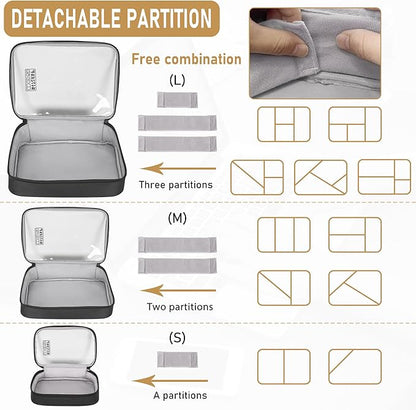 AKOZLIN Padded 3pcs/set Travel Organizer Office Cord Cable Electronics Accessories Bag Electrical Cord Management Case