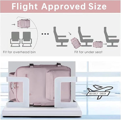 SHRRADOO Travel Laptops Backpack for Women Men, Casual Work Bag 17inch High School College Backpack Airline Approved Backpack for Hiking Business (Pink khaki)