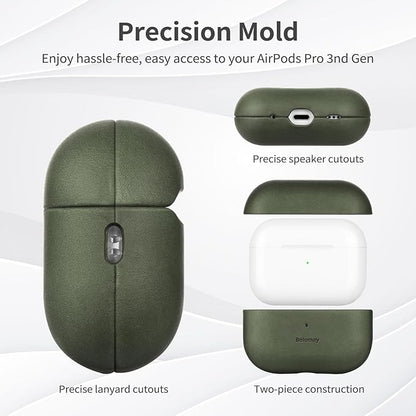 Belemay Handcrafted Crazy Horse Leather Case for AirPods Pro 3rd Gen (2025), Vintage Aesthetic, Two-Tone Effect, Unique Patina, Compatible with MagSafe, Compatible with Airpods Pro 3, Sunset Tan