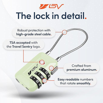 TSA Accepted Luggage Travel Lock, Set-Your-Own Combination Lock for School Gym Locker, Luggage Suitcase Baggage Locks, Filing Cabinets, Toolbox, Case (Mint Green, 4 Pack)