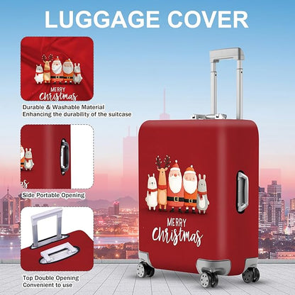FOREVER QUEEN Merry Christmas Luggage Cover Suitcase Protector Suitcase Cover Anti-Scratch,Stretchable Bag Cover Washable Durable Polyester