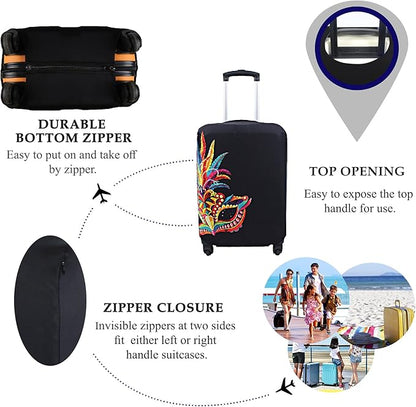 Explore Land Travel Luggage Cover Suitcase Protector Fits 27-30 Inch Case (Carnival, L)