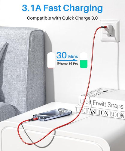 LDLrui 10Gbps Android Auto USB C Data Cable [3ft, 3Pack], 3.1A USB C 3.1 Gen2 Cable Data Transfer, Type C CarPlay Fast Charging for iPhone 16 15 Pro/Pro Max/Plus, Samsung T7, Galaxy S23 S22 Ultra, SSD