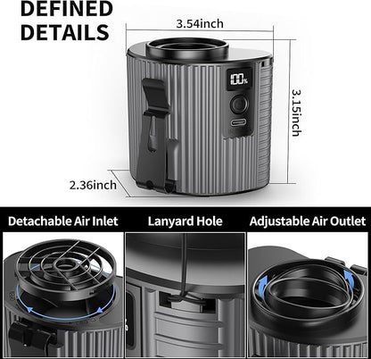 PANERGY Portable Waist Fan, Personal Fan Clip on with Rechargeable Battery operated, 5 Speeds,11000RPM, 20H Cooling, Hands-Free Belt Fan for Outdoor Jobsite