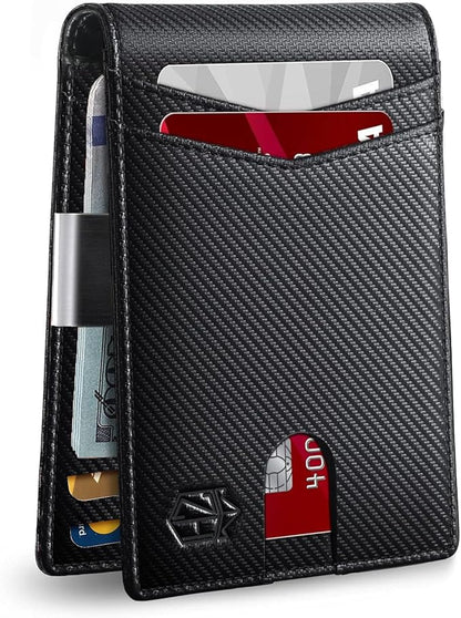 Zitahli Money Clip Wallets for Men,Slim Bifold Wallet 10-12 Cards, Mens Leather Wallet with ID Window,RFID Blocking Thin Minimalist Credit Card Holder,Gifts for Him