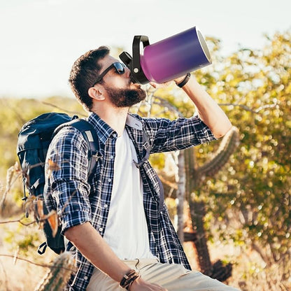 WATERSY Half Gallon Water Bottle Insulated(Cold for 48 Hrs),BPA Free&Leak Proof,64oz Stainless Steel Water Jug/Flask,Big thermo,Large Water Bottle with Handle for Gym,Hiking,Camping,Gradient Purple