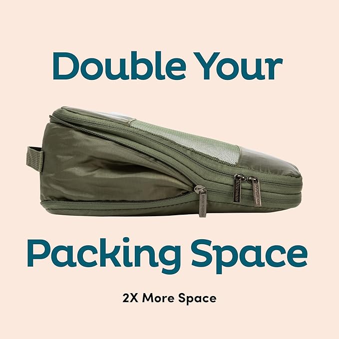 6-Pack Large Compression Packing Cubes for Travel - Lightweight Compression Packing Cube Set, Water-Resistant Luggage Organizer Bags & Suitcase Organizers, Travel Cubes for Carry-On, Checked Luggage