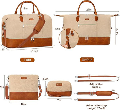 Weekender Bag for Women, Travel Duffel Bag Carry On Overnight Bag with Shoe Compartment Large Nylon Travel Weekend Tote Bag