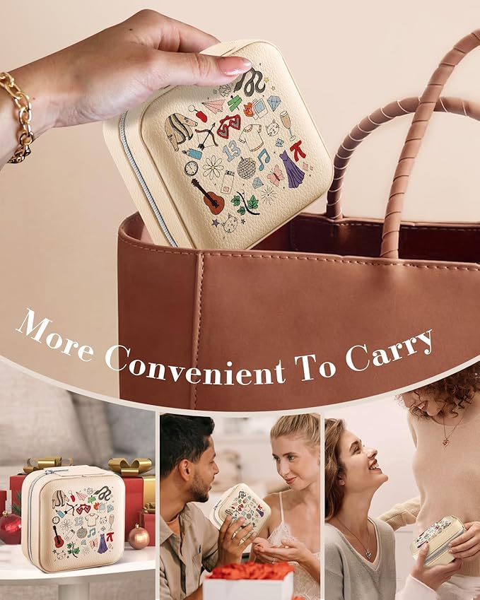 Bistup Travel Jewelry Case - Small Jewelry Organizers and Storage Box for Women Girls Teens Cute Traveling Jewelry Holder with Mirror Little Tiny Compact Modern Unique Aesthetic Pretty, Musician