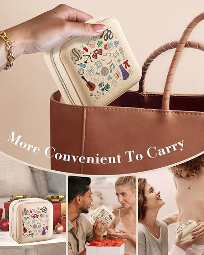 Bistup Travel Jewelry Case - Small Jewelry Organizers and Storage Box for Women Girls Teens Cute Traveling Jewelry Holder with Mirror Little Tiny Compact Modern Unique Aesthetic Pretty, Musician