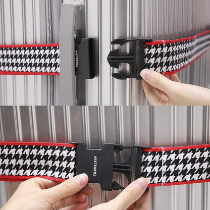Travelkin Luggage Straps TSA Approved - Adjustable Cross Suitcase Straps with TSA Lock, Reinforced Buckle, Unique Pattern - Secure Heavy Duty Luggage Straps for Travel (Houndstooth)