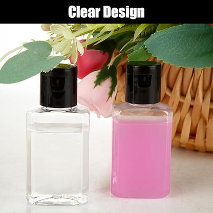 QTLCOHD 120 Pack 1 Oz Plastic Refillable Bottles with Flip Cap, Clear Empty Hand Sanitizer Bottles, Portable Reusable Containers with Lids for Shampoo,Body Soap,Toner and Lotion