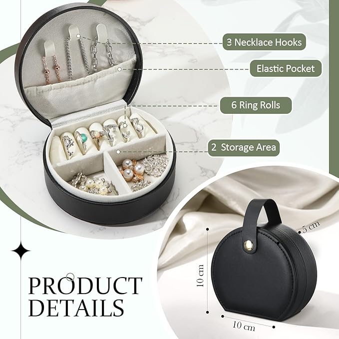 Weysat 12 Pack Travel Jewelry Case Mini Leather Bridesmaid Jewelry Gift Box Bulk Small Earring Storage Organizer (Black)