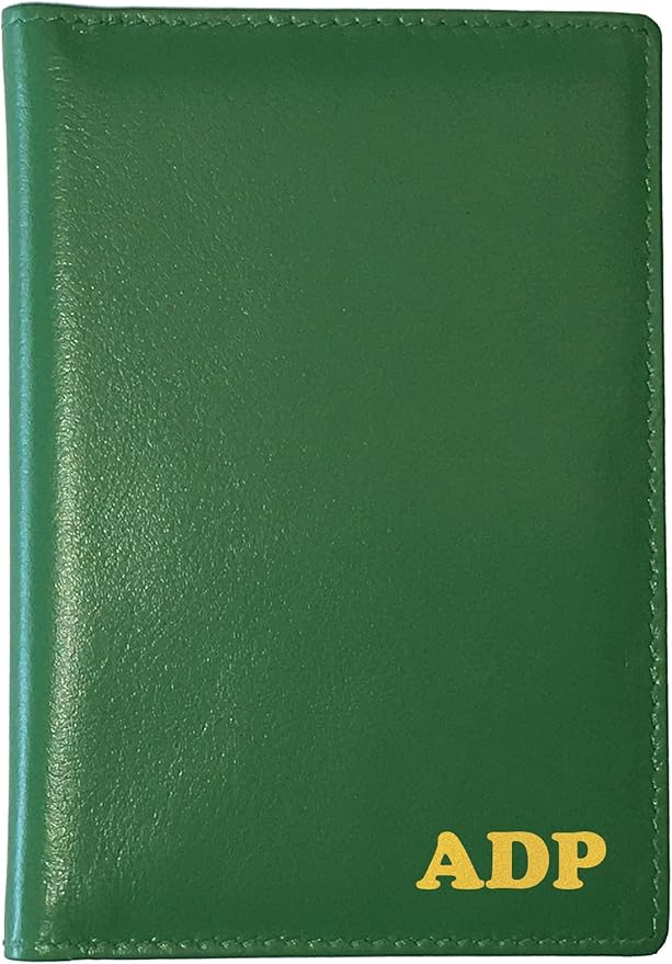 Personalized Monogrammed Emerald Green Leather RFID Passport Wallet