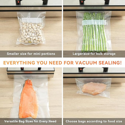 Wevac Family Pack Vacuum Sealer Bags Rolls with Dispenser – 6"x10" (50pcs), 8"x12" (70pcs), 8"x20' & 11"x20' Rolls, Heavy Duty, Leakproof, Ideal for Sous Vide, Meal Prep, Food Saver