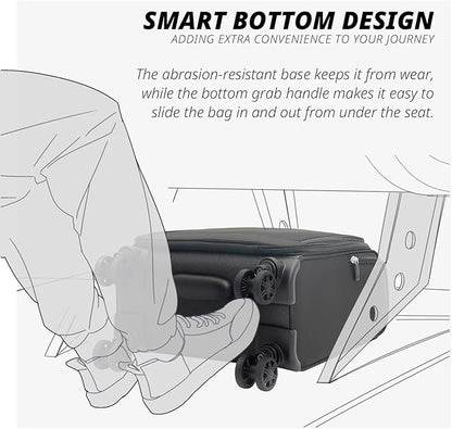 Verage Under Seat Luggage with Wheels, Softside Small Suitcase Spinner Carry On Luggage Bags for Airlines Airplanes Short Trip Men Women (Grey, 14-Inch Underseat)