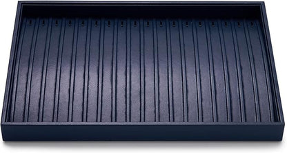 Oirlv Stackable Necklace Pendant Bracelet Organizer Tray Blue Leather Jewelry Drawer Organizer Trays