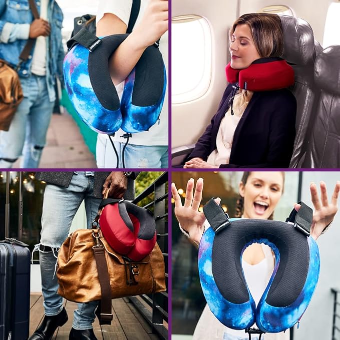 Cabeau Airplane Travel Pillow for Long Flights - Evolution S3 - Supportive Memory Foam with Seat Straps to Secure Your Head and Neck and Provides 360° Support (Steel Grey)