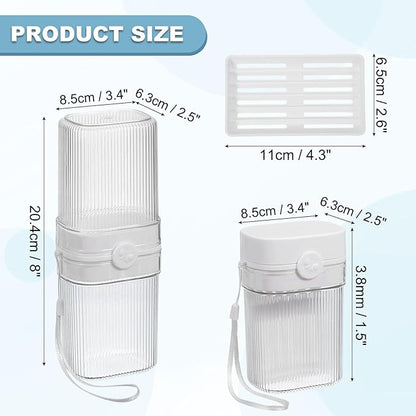 uxcell Travel Toothbrush Case Set, Leakproof Soap Holder with Lid and Portable Travel Toothbrush Holder for Bathroom, Gym, Business Trip, Camping (White)