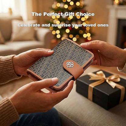 Passport Holder for Travel, RFID Blocking Leather Airtag Wallet for Women Men, Large Passport Cover Essentials Gift, Tickets, Cash, Photo, Sim Card Pen Slot - Brown