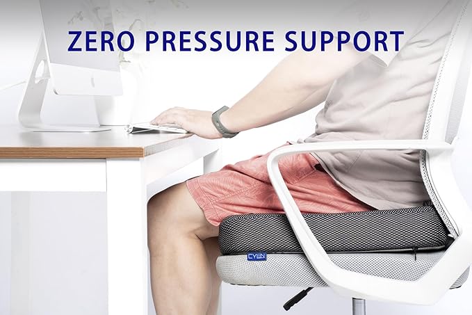 CYLEN Ifoam Gel Infused Memory Foam Layer Wheelchair Cushion - Seat Cushion for Wheelchair-Office Chair, Kitchen Chair, Car Seats-Pressure Sore and Tailbone Pain Relief-High Dense Polyfoam Base(Black)