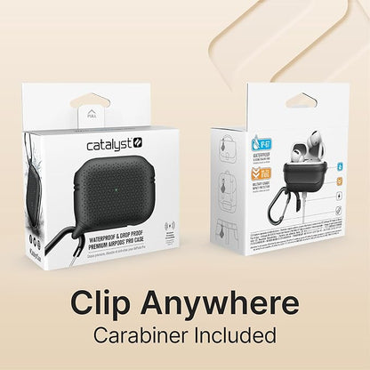 Catalyst Waterproof Case for AirPods Pro 2nd Generation and AirPods Pro 1st Generation - Wireless and USB-C Charging Compatible, One Piece Design, High Drop Protection Case with Carabiner