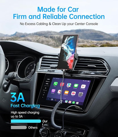 USB C to C Cable 3FT for Car, Coiled USB C Cable Fast Charging for iPhone 16, Short USB Type C Cable for iPhone 17/16/15/Pro Max/Plus/Samsung Galaxy S23, Compatible All Type C Devices-Black