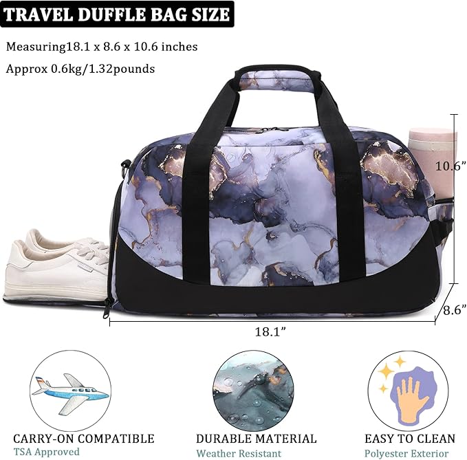 JIANYA Kids Overnight Duffle Bag Girls Boys Sport Gym Bag with Shoe Compartment & Wet Pocket, Carry On Weekender Travel Bag for Kid Girl Boy