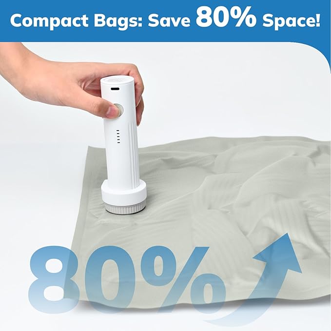 Umimile Vacuum Storage Bags with Electric Pump - Space Saver for Travel, Home | Waterproof Oxford Fabric, 80% Compression (4-Pack+ Pump）
