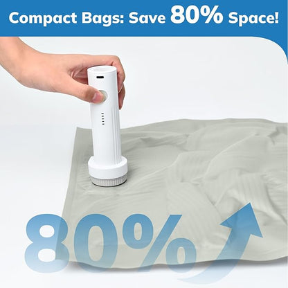 Umimile Vacuum Storage Bags with Electric Pump - Space Saver for Travel, Home | Waterproof Oxford Fabric, 80% Compression (4-Pack+ Pump）