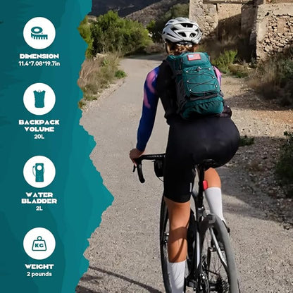 Maelstrom Hydration Hiking Backpack with 2L/3L Water Bladder, High Flow Bite Valve Camping Daypack Lightweight