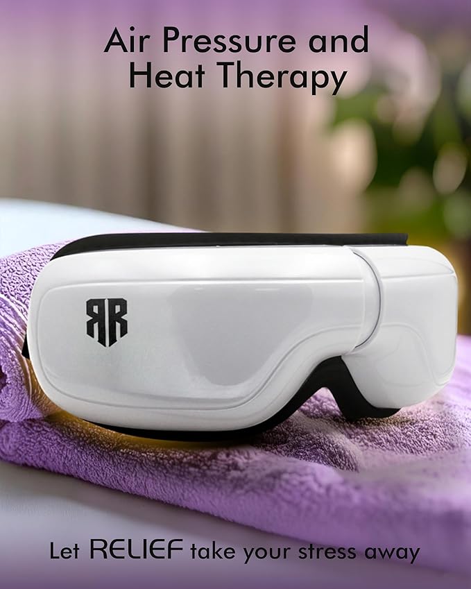 Eye Massager with Heat, Heated Eye Mask, Migraine Relief Device, Warm Compress & Vibration, Improved Sleep, 5 Massage Modes, Folding Design, Christmas/Bday Gift for Friend/Mom/Dad