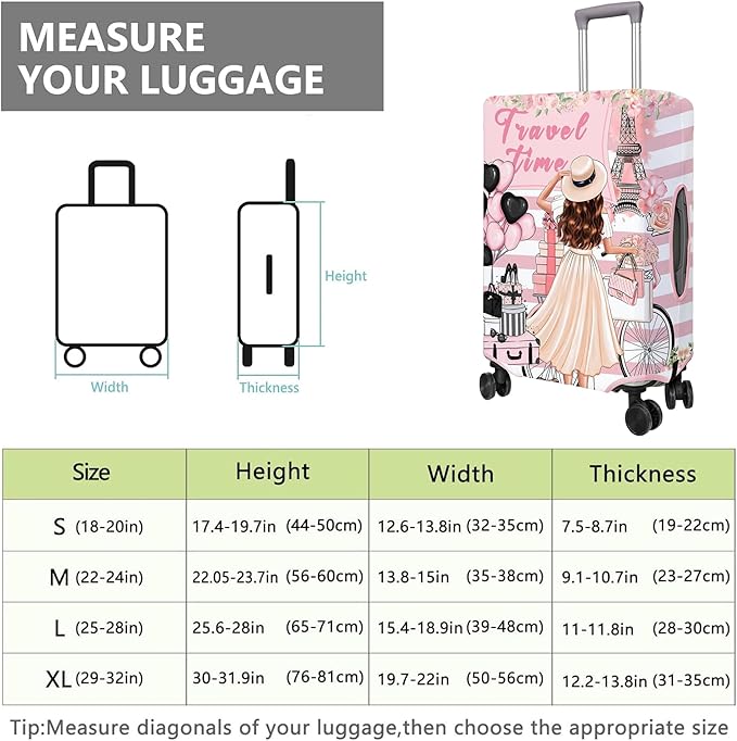 Travel Luggage Cover Suitcase Protector Fits 18-32 Inch Wheel Covers PatternedTravel Related Items Flower Luggage Protector Elastic L
