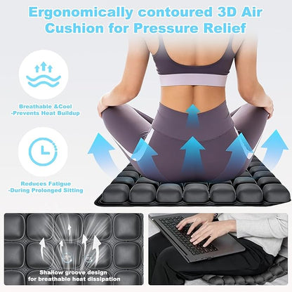 Inflatable Sondure Travel Cushion with Built-in Pump for Airplane Seat, Office Chair and Car Seat Use, Comfortable Buttock Support, Ideal for Long Haul Travel