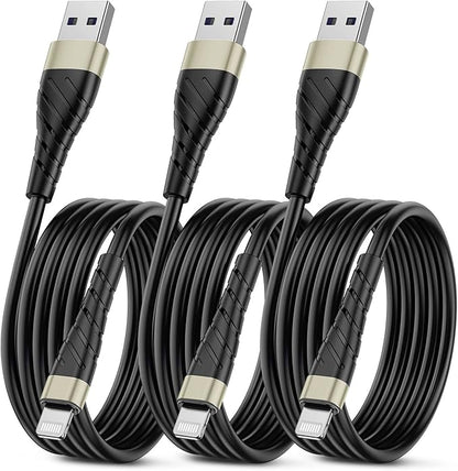 OIITH MFi Certified for iPhone Charger Cable 3 Pack 6 Ft, Long for Lightning Charging Cord, Fast 2.4A for iPhone USB Cord Compatible with iPhone12/11/XS/Max/XR/X/8/8P/7P/6/iPad - Gold