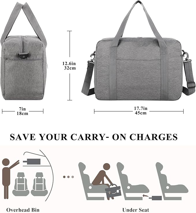 For Spirit Airlines Personal Item Bag 18x14x8 with Wet Pocket Foldable Travel Duffel Bag Underseat Carry on for Men & Women