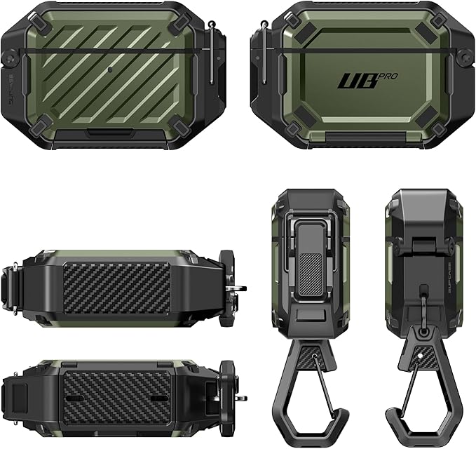 SUPCASE for AirPods Pro 3 Case with Lock & Carabiner, [IP68 Waterproof] [Military-Grade Protection] [Supports Wireless Charging] Anti-Scratch Hard Shell Cover for AirPods Pro 3rd Gen, Guldan
