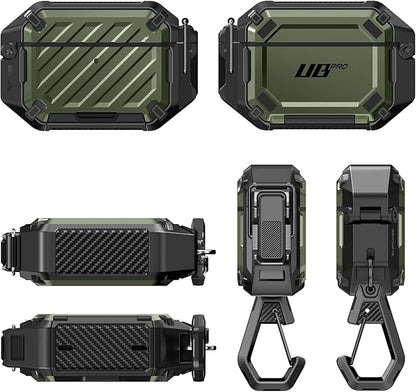 SUPCASE for AirPods Pro 3 Case with Lock & Carabiner, [IP68 Waterproof] [Military-Grade Protection] [Supports Wireless Charging] Anti-Scratch Hard Shell Cover for AirPods Pro 3rd Gen, Guldan