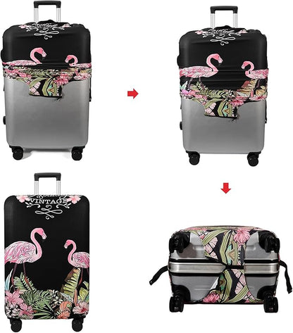 WUJIAONIAO Travel Luggage Cover Baggage Suitcase Cover Protector Skins 18-32 Inch (Flamingo A23, M (for 22-24 inch luggage))