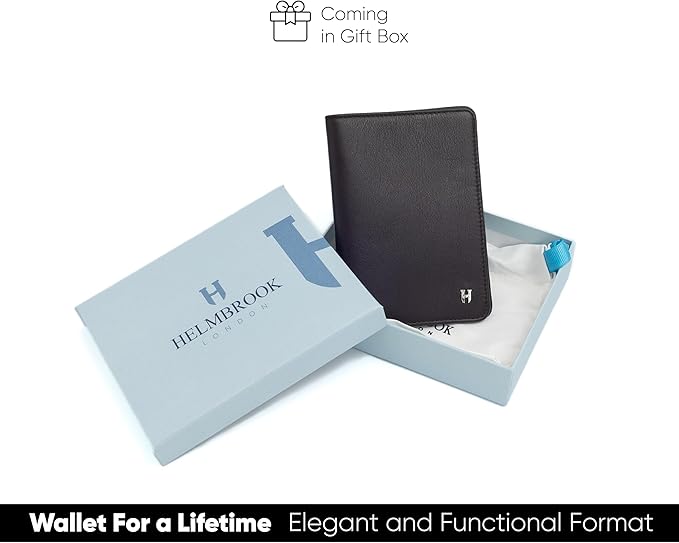 Passport Holder for Travel, Men & Women, RFID Handcrafted Nappa Leather Passport Cover & Case, Gift Box & Pouch for Birthday & Christmas, Black