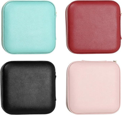 Jewelry Travel Case with Mirror,Small Travel Jewelry Organizer, Portable Jewelry Box Travel Mini Organizer Portable Display Storage Box For Rings Earrings Necklaces (4Color - 4packs)