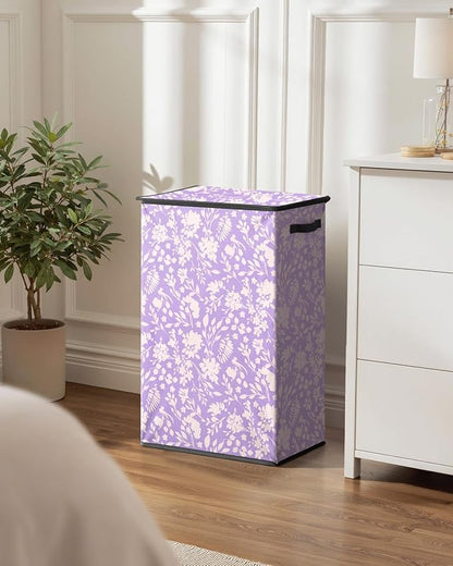 SOLEDI Laundry Hamper with Lid, 90L Tall & Large Floral Laundry Basket, Collapsible Clothes Hamper with Removable Bag, Dirty Hampers for Bedroom, Bathroom, Laundry Room