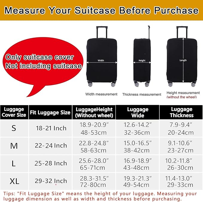 Custom Luggage Cover Personalized Luggage Cover Add Your Name Elastic Travel Suitcase Cover Washable Anti-Scratch Suitcase Protector Cover for Travel Business L(Fit 25-28inch suitcase)