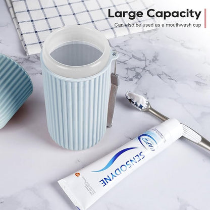 UCEC Toothbrush Travel Case, Portable Holder for Travel, Business, School - 2 Pack (Blue, Grey)