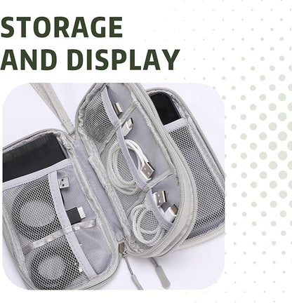 Electronic Organizer Double Layer, Water Resistant Cable Organizer Bag for Travel Essentials, Cord, Charger, Phone, Earphone, Large Size,Accessories Travel Essentials (Grey, Double-Layer)