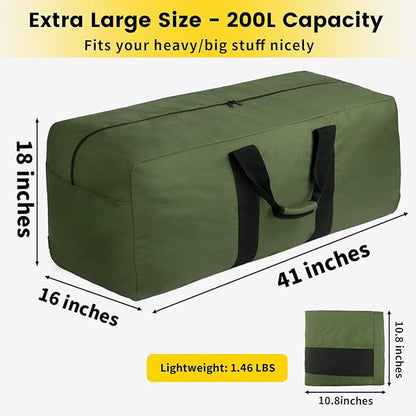 Vorspack Extra Large Duffle Bag for Travel - 200L Duffel Bag for Men Gear Bag for Storage Foldable Weekender Bag for Overnight Camping - Green