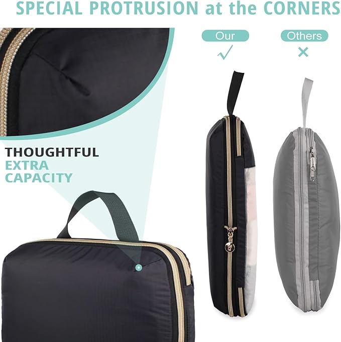 See Through Expandable Compression Packing Cubes, Mesh Travel Packing Cubes for Suitcases, Lightweight Organizers Bag Set for Travel Essentials for Luggage